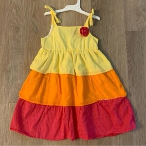 Penelope Mack Girl's Size 4T Yellow ,Orange & Pink Ruffled Tiered Sundress